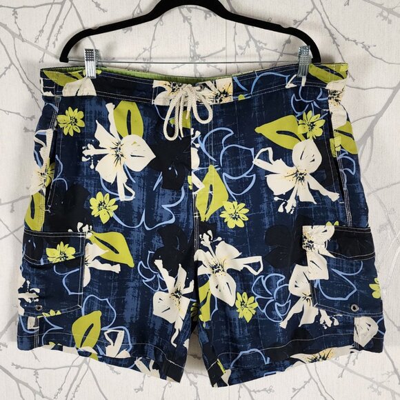 Caribbean Joe Navy Floral Print Boardshorts - Picture 1 of 3